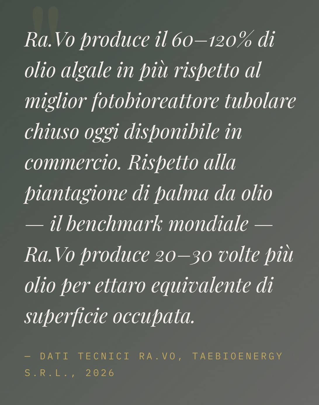 Biodiesel circolare con alto contenuto di olio algale, rispetto ai bioreattori tradizionali.