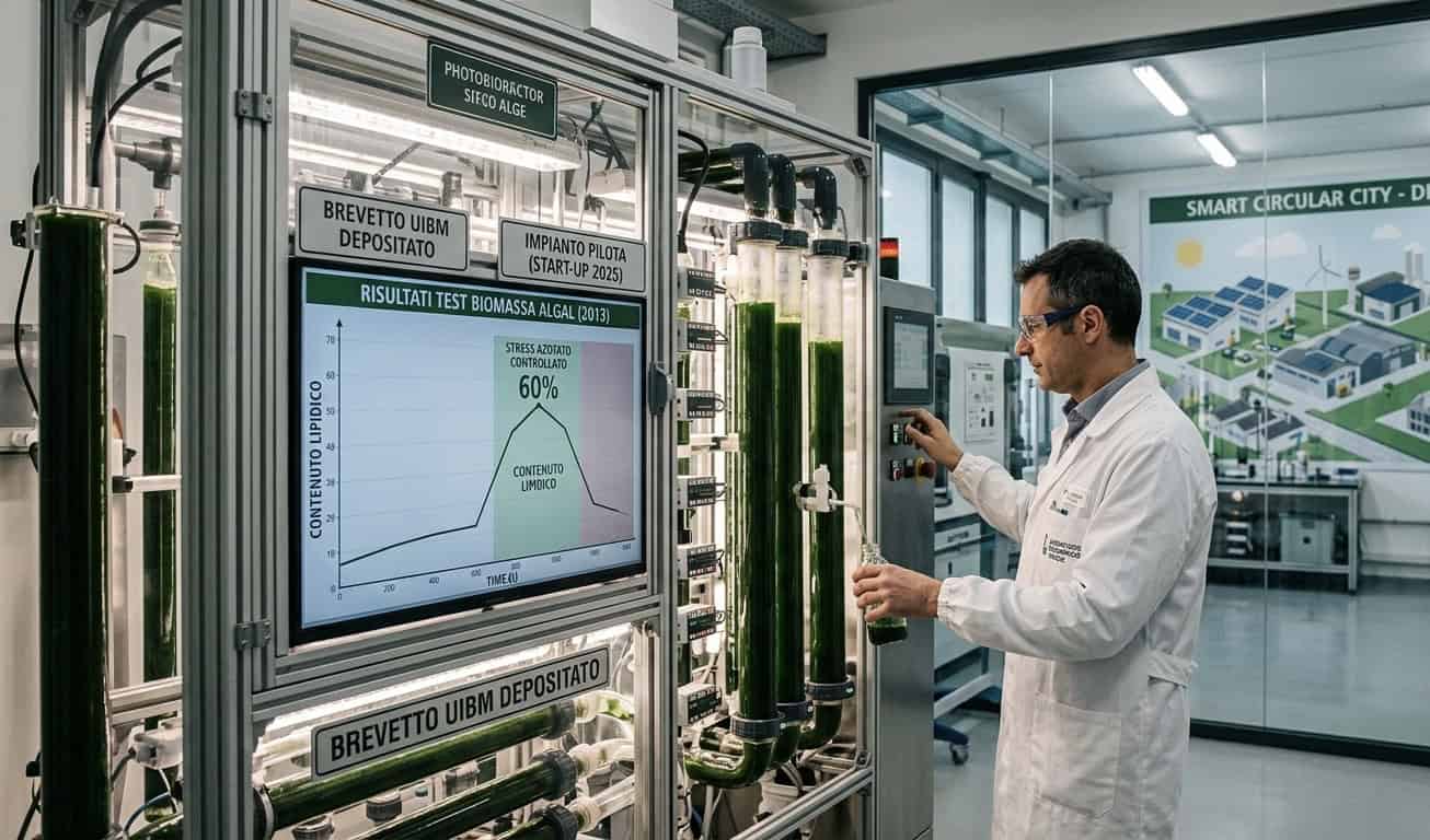 Ricerca e sviluppo di biodiesel circolare con tecnologie avanzate in laboratorio.
