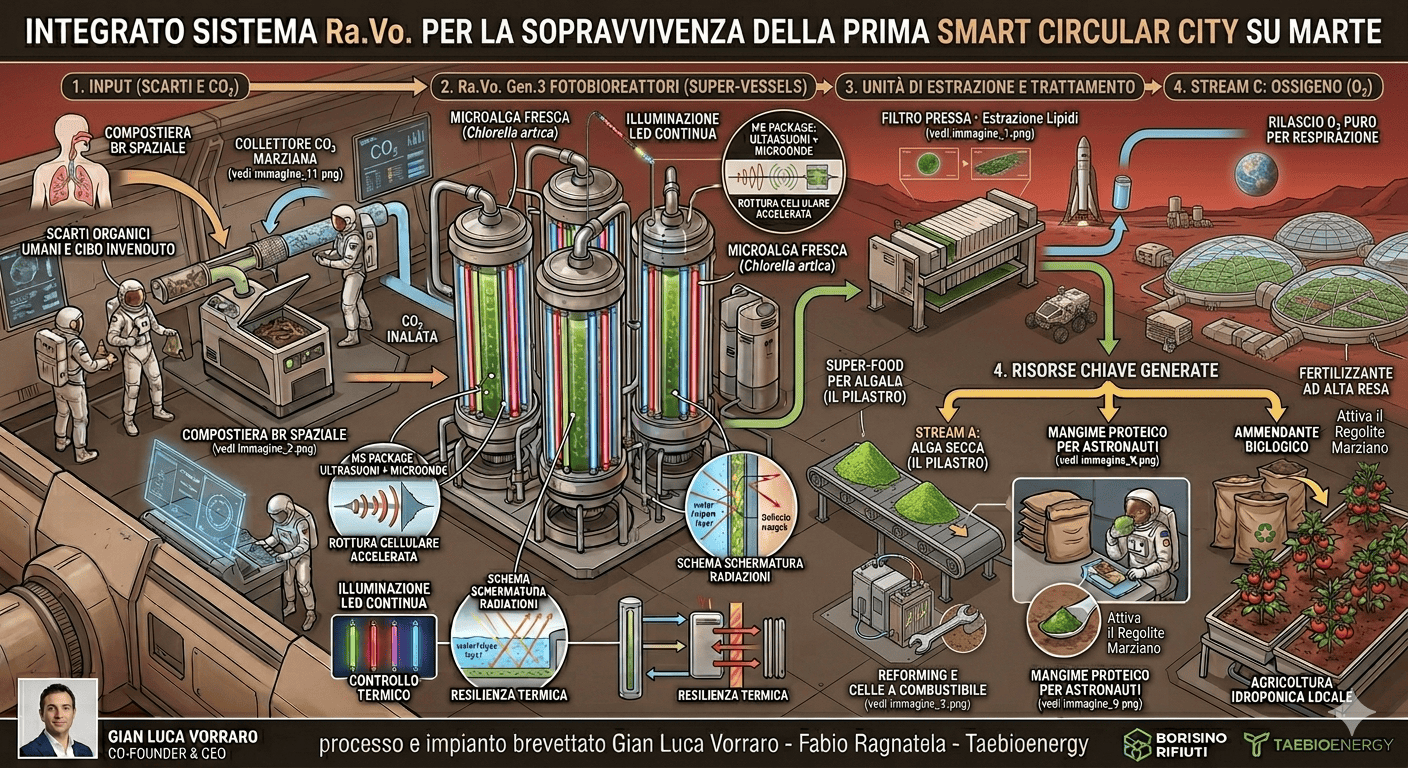 Sistema innovativo per la sostenibilità urbana su Marte.