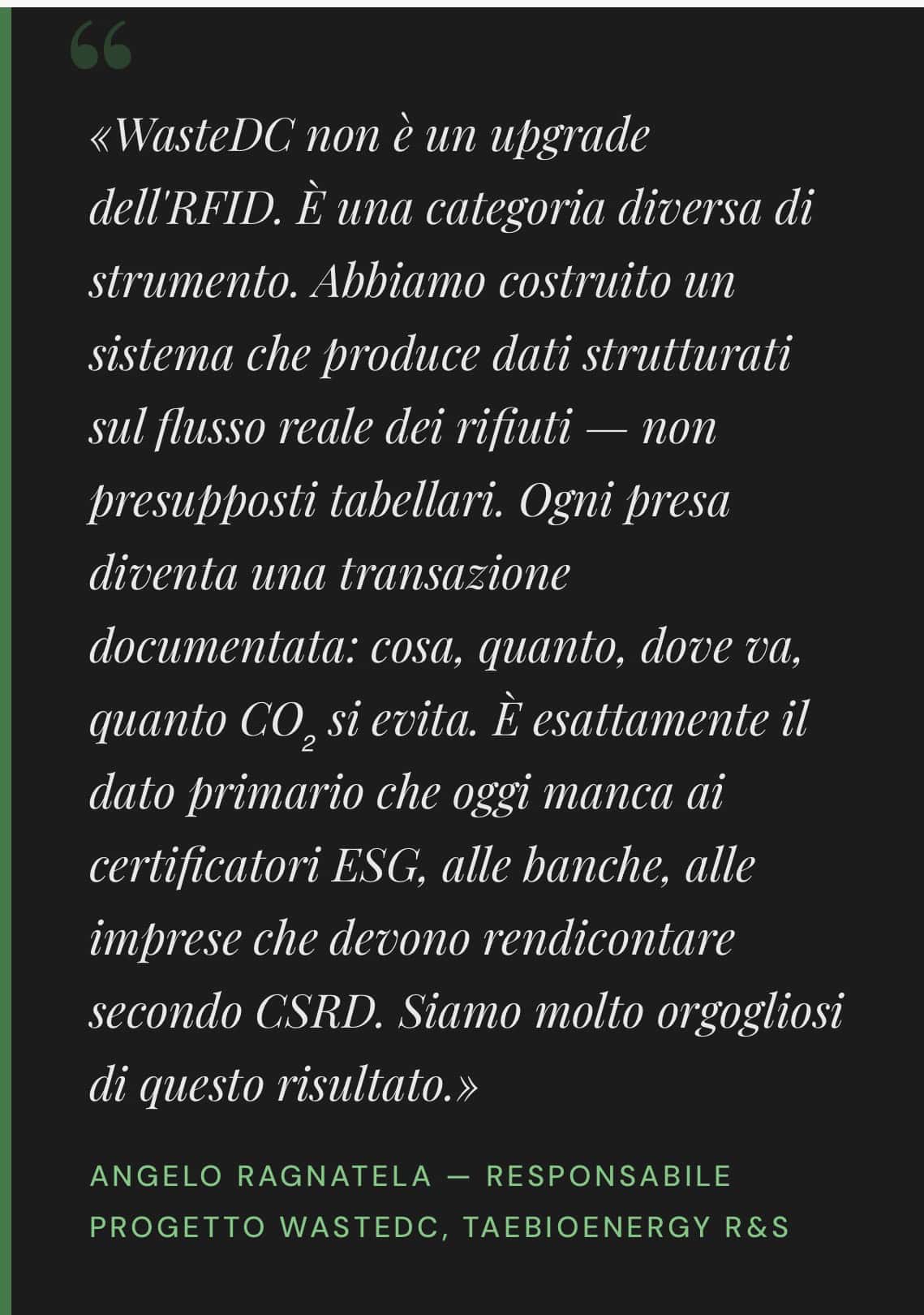 Sistema di gestione dati rifiuti sostenibile.